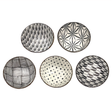 THE MODERN JAPANISM 美濃燒 飯碗組 5件組, 飯碗, 小紋 黑色 + 米色, 1組