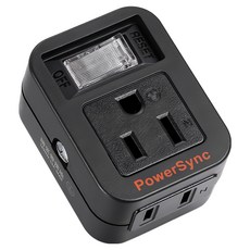 PowerSync 包爾星克 2P+3P 1開2插防雷擊壁插 TC2M12S0, 黑色, 1個, 5.8cm