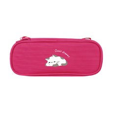 珠友 單層上翻筆袋 帶貓咪圖案 大容量 台灣設計, #04 桃, 1個