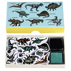 Rex LONDON 恐龍造型印章 + 印泥組, 1組, 綠色 + 灰色