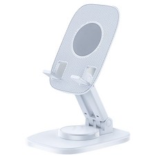 Sunday Life 桌面旋轉可折疊手機平板支架 - 360度旋轉, 穩固支撑, 便攜, 白色, 1個