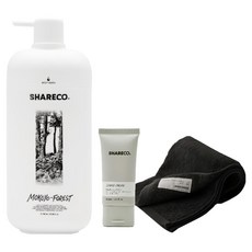 SHARECO 台灣公司貨 日常沐浴組 木曜森林沐浴膠 + 黑色純棉短浴巾＋潔面乳體驗, 1套