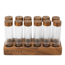 matrix 胡桃木蓋咖啡豆玻璃試管密封保存罐 12個, 1組, 胡桃木