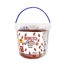 BEBETO 水桶軟糖 超可愛清爽可樂造型軟糖 迷你分享包裝, 980g, 1桶