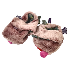 Moulin Roty 喬麗絲女寶寶專用保暖鞋套禮盒 0-6個月 法國頂級柔軟布料精選, 12 x 12 x 4.7cm, 粉紫