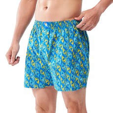 Arnold Palmer 雨傘牌 塗鴉印花100%棉平織平口褲, L, 藍