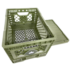 LOGOS 堅固折疊收納籃 含蓋, 綠色, 1個