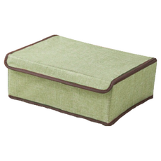 折疊內衣褲襪分隔收納箱 Set, 可堆疊仿棉麻日系風格收納箱, 綠色, 1個