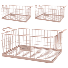 Dailylike 復古造型籃子, 薔薇粉, 3個