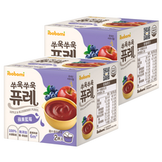 ibobomi 寶寶泥 100%水果製成 無添加糖、添加劑 適用年齡6個月以上, 蘋果藍莓, 160g, 2盒