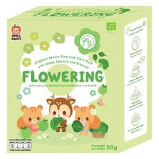 APPLE MONKEY 愛啵寶寶 茉莉糙米花花餅, 無糖無鹽 12個月以上寶寶適用, 綜合蔬果, 30g, 1盒