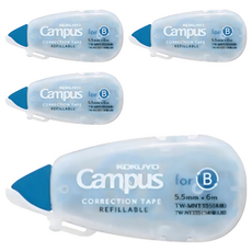 KOKUYO 國譽 Campus 可替換修正帶 母帶, 5.5mm x 6m, 象牙白, 4個