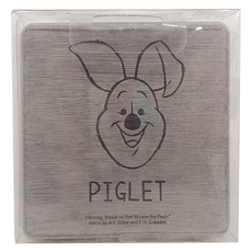 收納王妃 迪士尼 硬式珪藻土杯墊 灰色 方形 2入, 維尼小豬 灰色, 1組