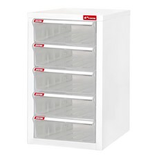 SHUTER 樹德 桌上型樹德櫃 A4-105H, 白櫃透明抽, 5層