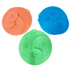 Dr.Power 耐熱230度食品矽膠一指保鮮蓋, 15件套裝, 顏色隨機, 26cm + 20cm + 15cm + 10cm, 3組