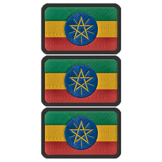 A-ONE 伊索比亞 含字 DIY國旗刺繡徽章 8x5cm 台灣製, 彩色, 3個