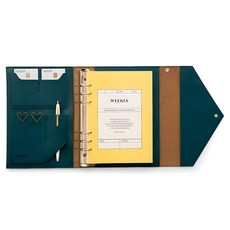 Funnymade 手拿包式6孔活頁夾外殼 A5 + 每週內頁補充包組合 深綠色 1組