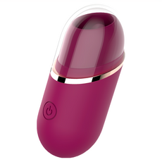SEX TOY 驚鴻一瞥 舌舔迷你吸吮器 親膚矽膠+ABS 全身防水 九種舔動頻率 磁吸USB充電, 紅紫色, 1個
