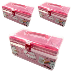 MORY 茂盛 高第手提收納箱 - 塑膠材質, 大 35 x 15 x 14cm, 顏色隨機, 3個