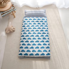 Juho deco 防螨款幼兒園午睡袋 附提袋, 睡墊70 x 145cm + 棉被70 x 115cm, 藍色車車