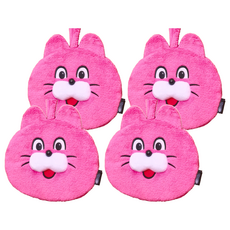 ZIZONE 粉色貓咪造型擦手巾, 21.5x21.5公分 聚酯纖維, 4個, 1入