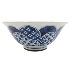 輕量7井 -日本製 寬19cm 高8.5cm 滿水容量900mL 陶瓷, 藍染祥紋, 1個