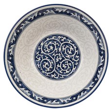 美濃燒 日本製 佐和陶瓷 21.5 x 8cm 1090ml, 波唐草 藍色 + 白色, 1個