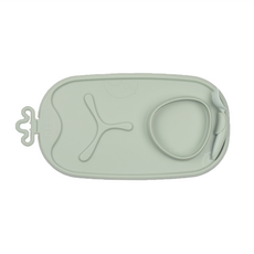 b.box 隨行矽膠餐墊 寶寶餐墊 外出便攜 安全無毒, 莫蘭迪綠, 1個