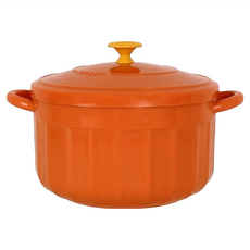 Caldo卡朵生活 直紋雙耳不銹鋼泡麵碗, 南瓜橘, 1組