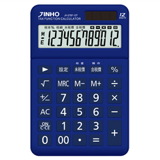 JINHO 京禾 12位元計算機 稅率型, 可調式螢幕, 太陽能/電池雙重電源, JH-2787-12T, 藍色, 1個