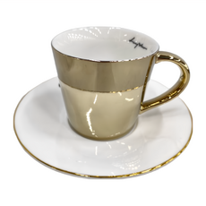 Luycho 鏡面倒影咖啡杯盤組 - 瓷器 240ml, 熊貓, 1組