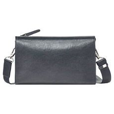 真皮頭層牛皮中小型男士肩背包斜背包男包 - 黑色, 25.5 x 6 x 15.5cm