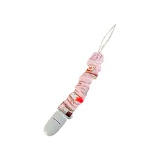 HiBOU 喜福 印花布香草奶嘴夾, 日本限量布花, 親膚性佳, 日本專利夾扣, 單手可輕鬆開啟, 愛吃飯糰 粉, 1個, 0歲以上