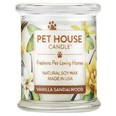 PET HOUSE 室內除臭寵物香氛蠟燭, 香草檀香, 100%天然黃豆蠟, 可持續燃燒長達60小時以上, 255g, 1罐