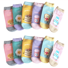 JY SOCKS 靴下屋 直版童襪 12雙, 台灣製, 襪底有止滑顆粒, 美味早餐, 3~6歲 15~18cm