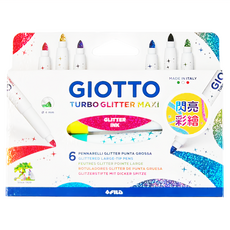 GIOTTO 粗筆頭閃亮彩繪筆 6色 水基閃亮墨水, 1組
