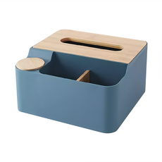 FAmILyLIFE 生活 孟宗竹多功能衛生紙收納盒 FL-274 17.5*19.7*10.3cm, 午夜藍, 1個
