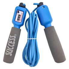 SUCCESS 成功 粉彩計數跳繩, 繩長270cm 繩徑5mm, 高彈性實心繩膠 泡棉, 長度可調附計算器, 27 x 0.5cm, 藍色, 1個