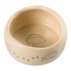 Canary 尼西海刺蝟專用陶瓷中碗 可愛造型 安全易清洗, 圓形 米黃色, 1個