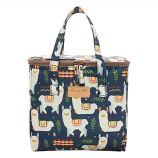 Kwang Min 加厚大容量立體多功能保溫袋 23 x 14 x 22cm 深藍羊駝 保溫便當袋 野餐袋, 1個