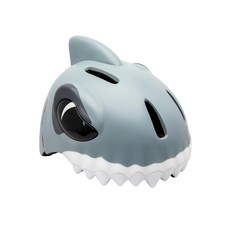 crazy SAFETY 3D 恐龍造型 兒童騎乘專用安全帽 吸震泡棉內飾 輕巧堅固外殼 三段式LED夜間警示燈, 灰鯊魚, 1個, 255g