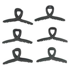 鯊魚夾 Set 6個, 繽紛多色, 霧面質感, 四款尺寸, 黑色