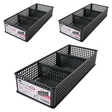 SANADA 三格淺型整理盒 L8486 桌面收納 抽屜整理小物分類, 30 x 12.2 x 6.2 cm, 黑色, 3個