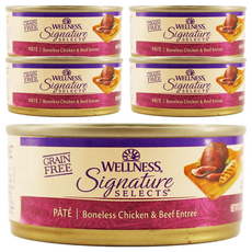 WELLNESS 寵物健康 SS 名廚特選主食罐 貓用, 鮮雞肉泥 + 牛肉泥, 150g, 5罐