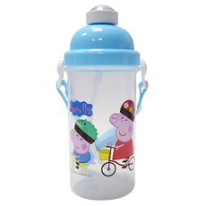 Peppa Pig 粉紅豬小妹 佩佩豬 PP彈跳水壺, 藍色, 500ml, 1個
