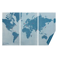 Palomar 拼世界地圖 壁紙 可清洗可回收羊毛氈材質 溫馨居家裝飾 附PIN針, 特大號(196 x 124cm), 藍色