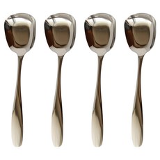 JUST HOME 304不鏽鋼方頭造型湯匙 7279-02A 19cm, 4支, 不鏽鋼色