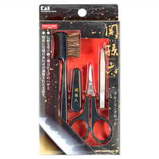 KAI 貝印 関孫六 眉剪附蓋修眉3件組 不鏽鋼刀刃 ABS樹脂 馬毛, HC-3534, 1組