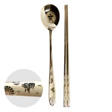 Willive 304不鏽鋼帶筷, 勺子 + 筷子, 豬圖案, 1組