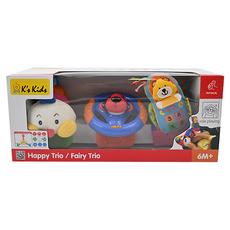 K's Kids 奇智奇思 歡樂三重組 轉動方向盤/按壓小狗狗會有聲音 不同材質組合 可掛在嬰兒床/推車/安全座椅上, 1組